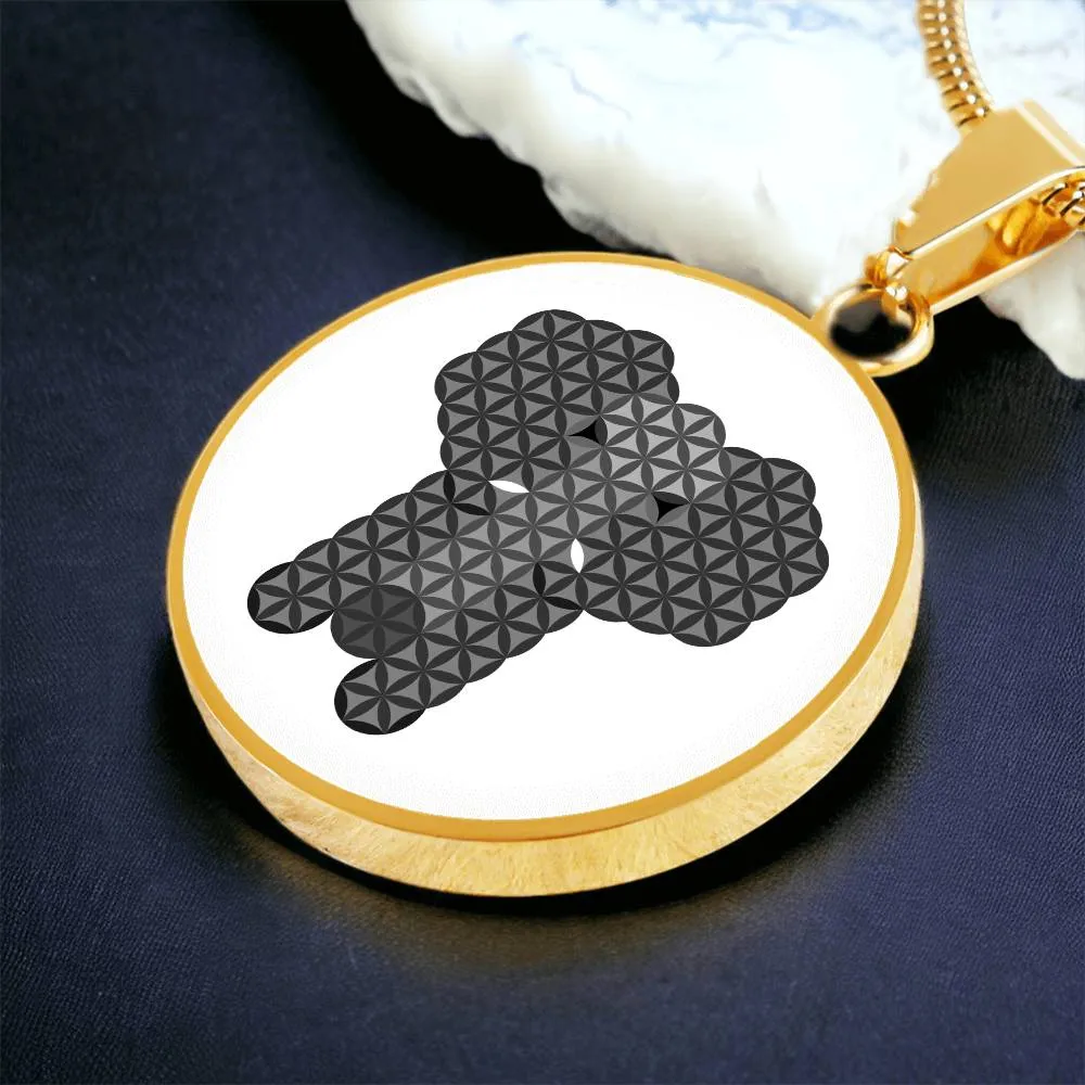 Luxury gold circle necklace, featuring the sacred elephant of life, Lion Pendant brand