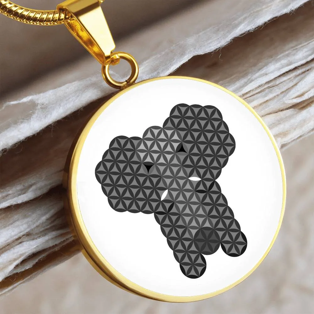 Luxury gold circle necklace, featuring the sacred elephant of life, Lion Pendant brand