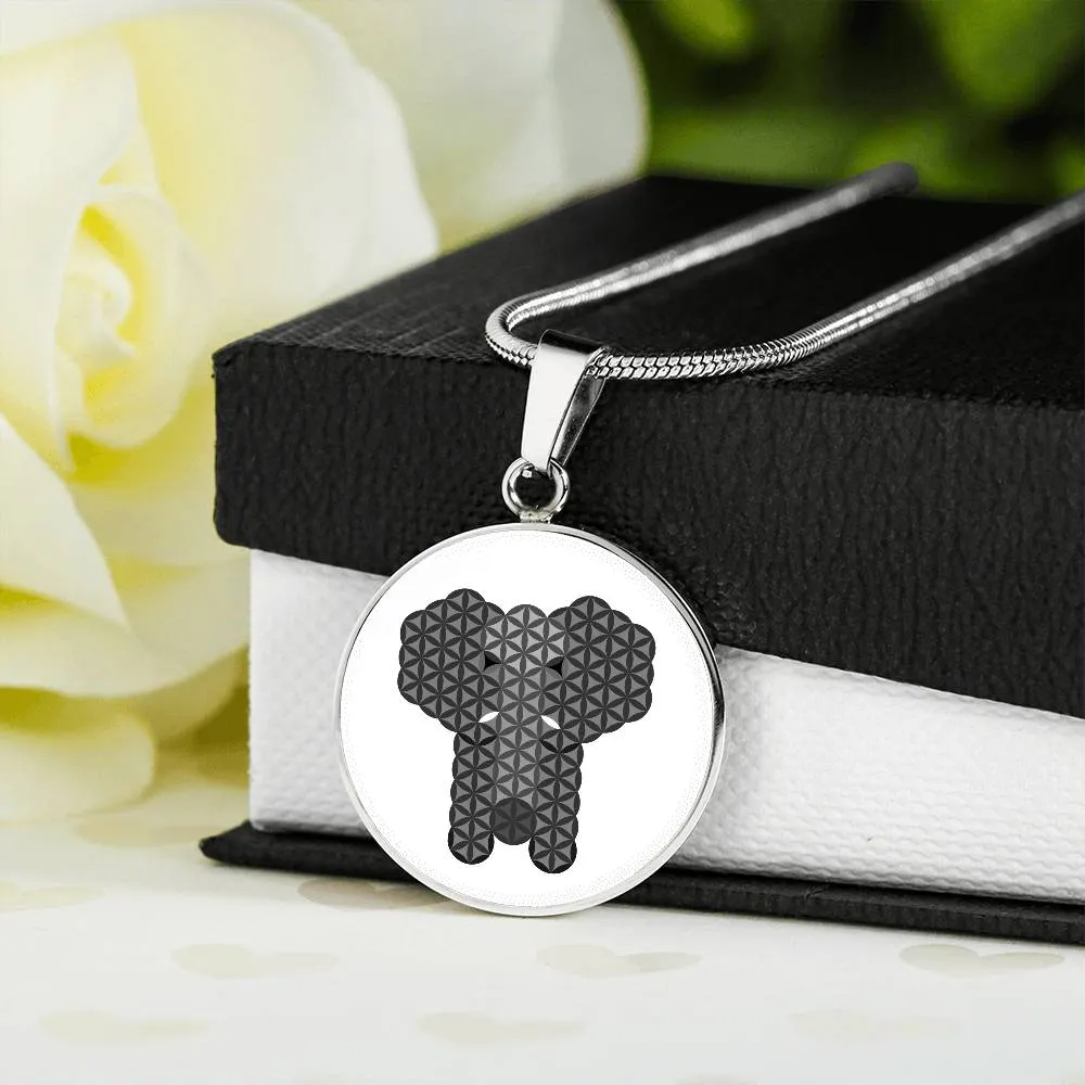 Luxury silver circle necklace, featuring the sacred elephant of life, Lion Pendant brand