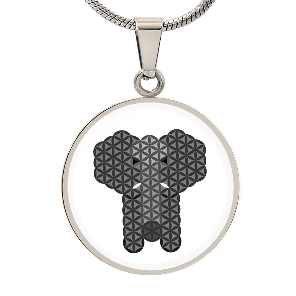 Luxury silver circle necklace, featuring the sacred elephant of life, Lion Pendant brand