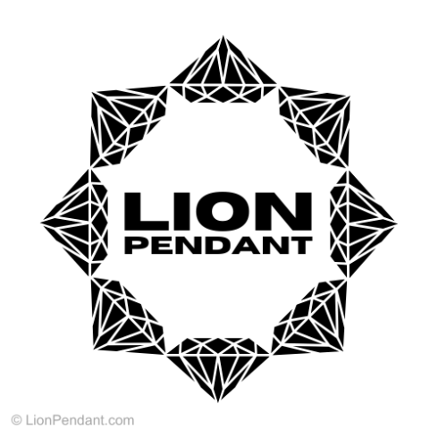 Eight Diamonds Make up a Lion - Design - with text - Lion Pendant